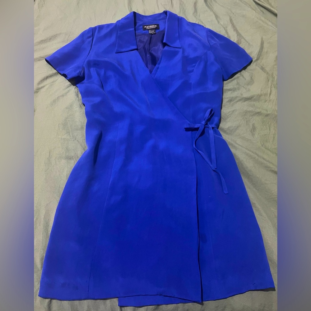 💙Vintage Cobalt Blue Patrick Collection Silk Wrap Dress💙